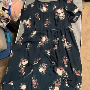 Torrid Floral High Low Dress - Black and Pink